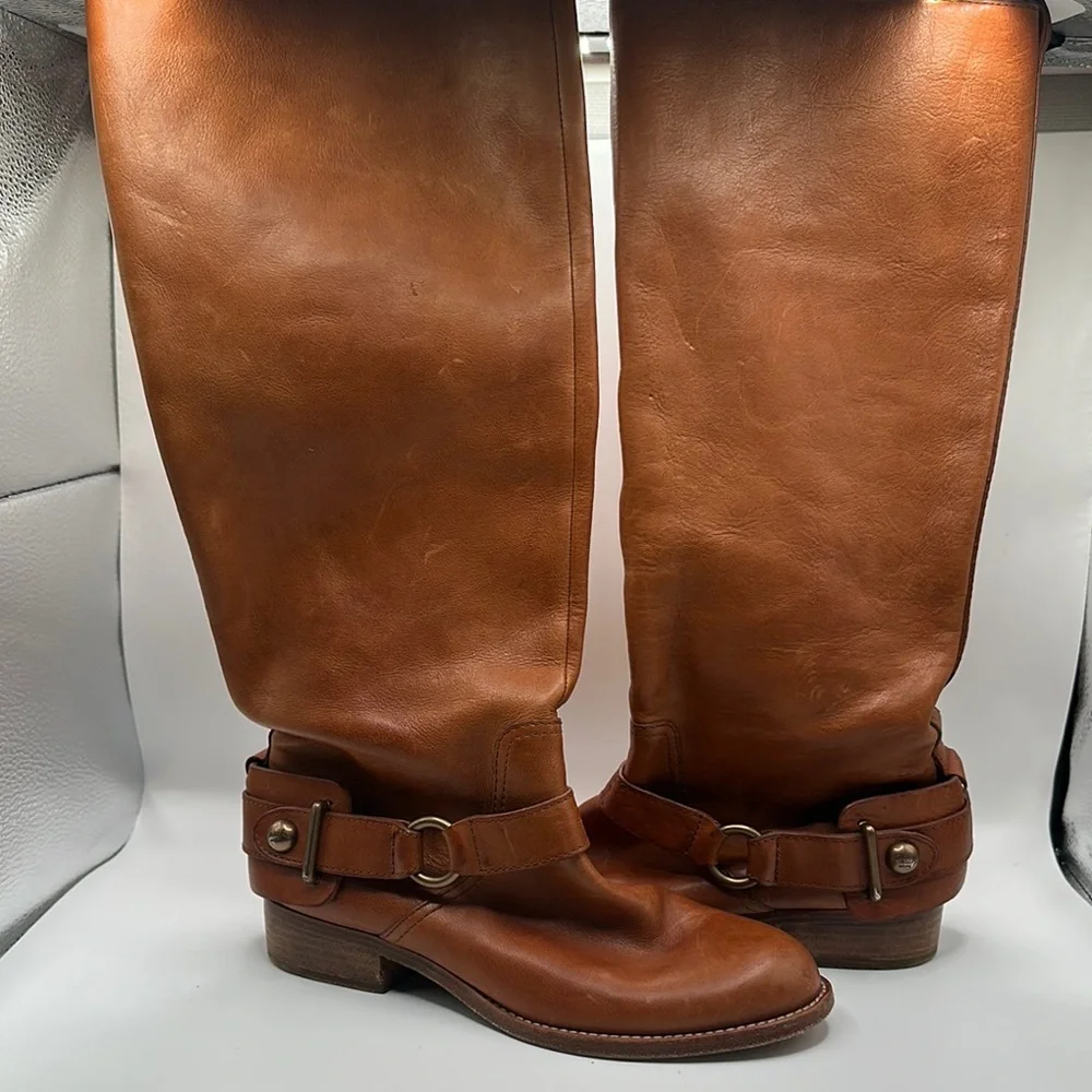 Coach Natalie‎ Sz 6 1/2 Cognac Brown Leather Riding Boots
